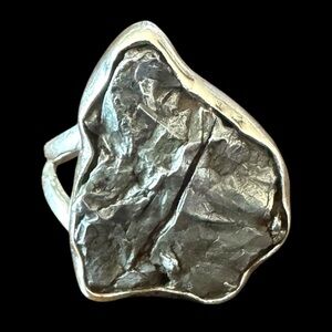 Genuine Meteorite Silver Ring Size 7